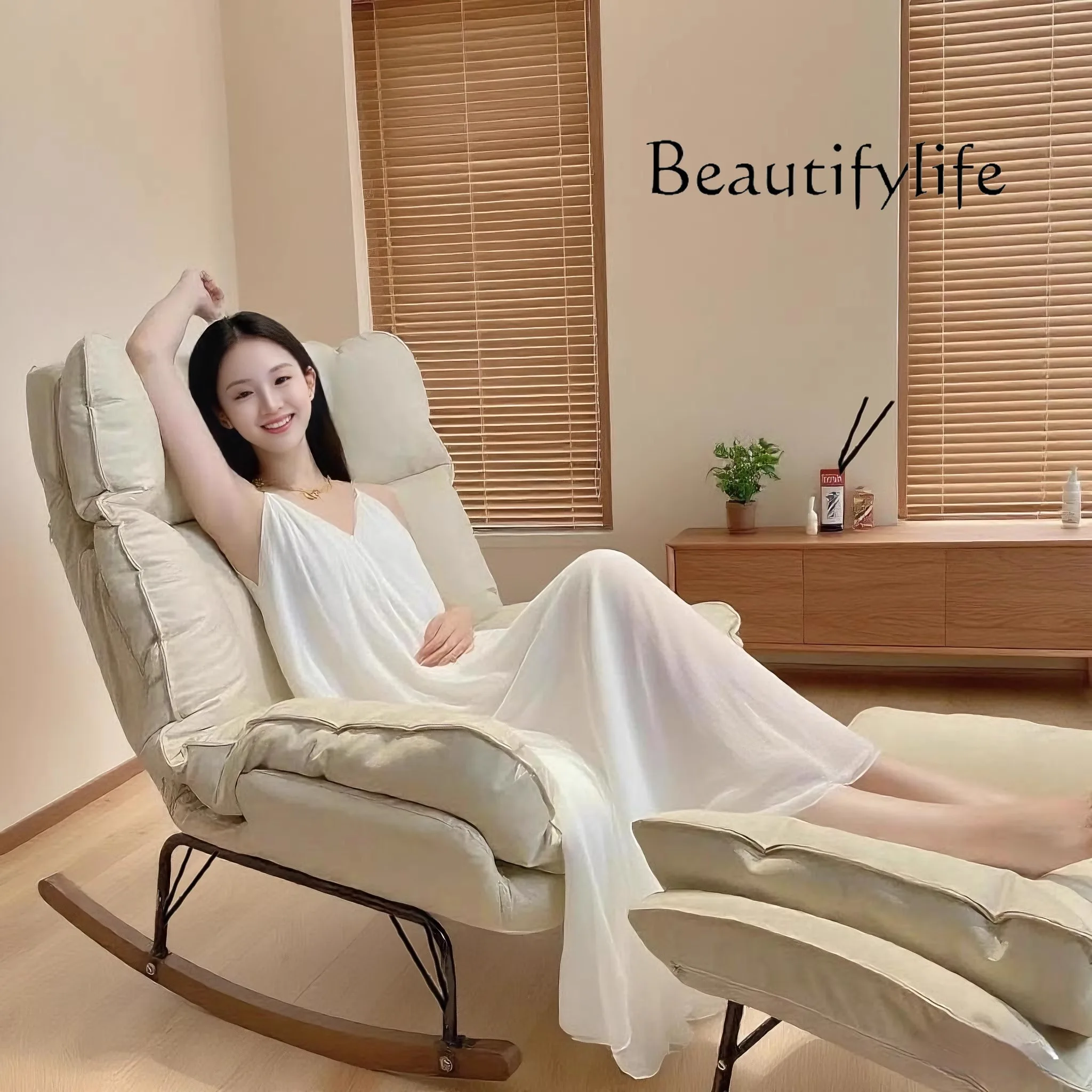 Rocking recliner lazy sofa household living room balcony leisure chair foldable reclining nap chair single