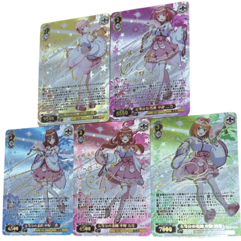 5Pcs/Set ACG Cards The Quintessential Quintuplets Nakano Miku Itsuki Nino Anime Game Characters DIY Collection Color Flash Cards