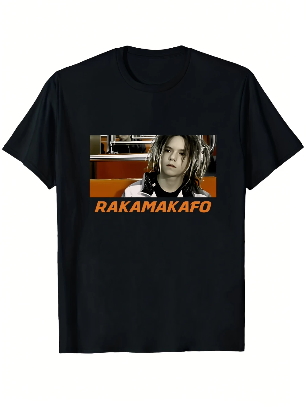 Bomfunk MC's Freestyler Retro 90s DJ Printed Shirt Black with Orange Rakamakafo and Rakamakafon Music Design Street Style Tshirt