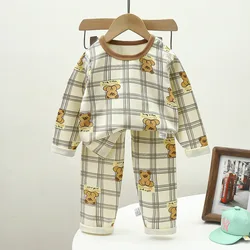 2-Piece Set Soft Cotton Pajamas Children Boys Girls Baby Spring Autumn Cartoon Long Sleeve Home Sleepwear Set 2-10Y