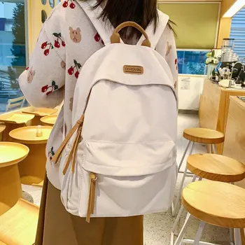 Mochila de nylon de grande capacidade para adolescentes, mochila escolar simples