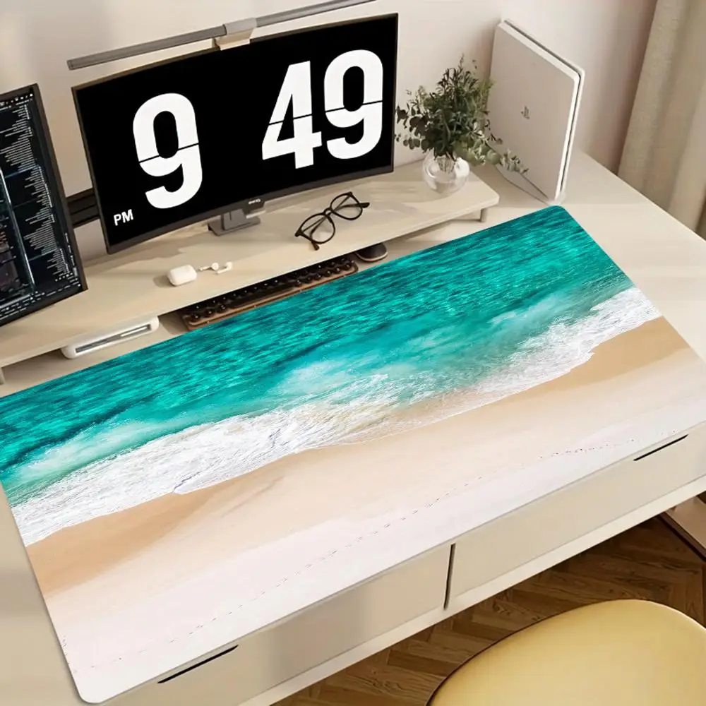 Beach Landscape Mouse Pad, Blue Ocean Style Design, Non-Slip Rubber Desk Mat, Gaming Accessory, Suitable for Laptop Home Office