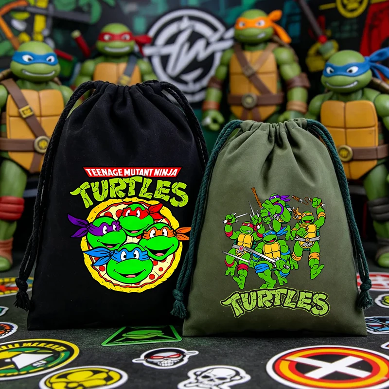 

Teenage Mutant Ninja Turtles Candy Storage Pouch Anime Teenager Drawstring Bag Cute Dustproof Makeup Packing Bags Birthday Gift