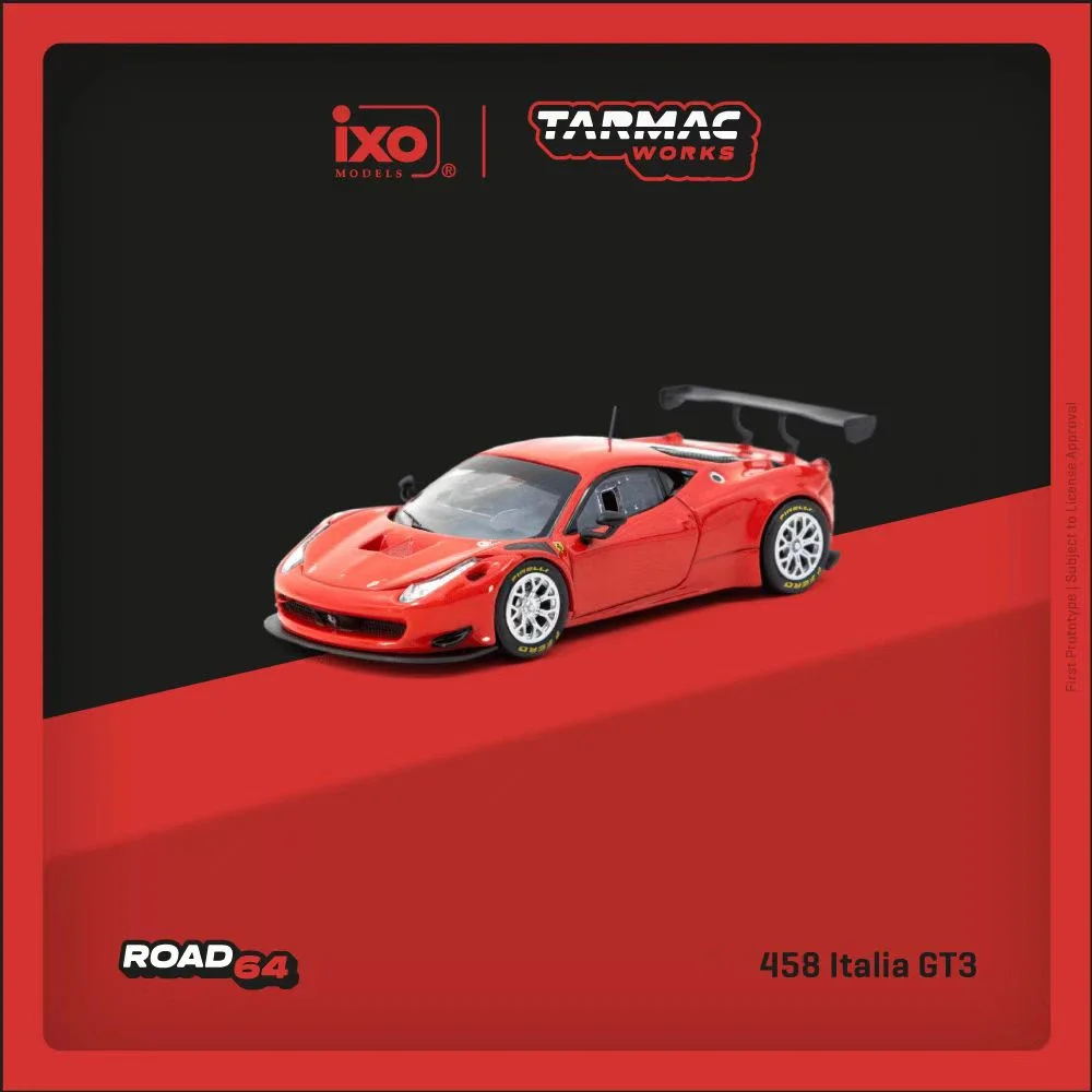 

TW In Stock 1:64 458 Italia GT3 Red Diecast Car Model Collection Miniature Toy Tarmac Works