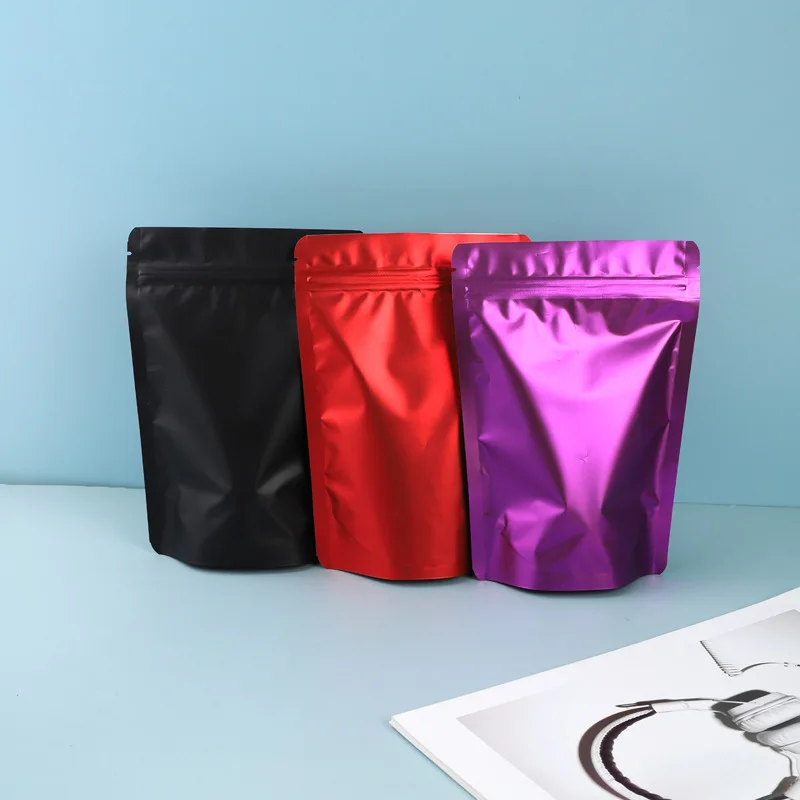 Stand Up Resealable Smell Proof Aluminum Foil Zipper Bag Snacks Food Dried Fruit Storage Pouches Tear Notch Mylar Bags