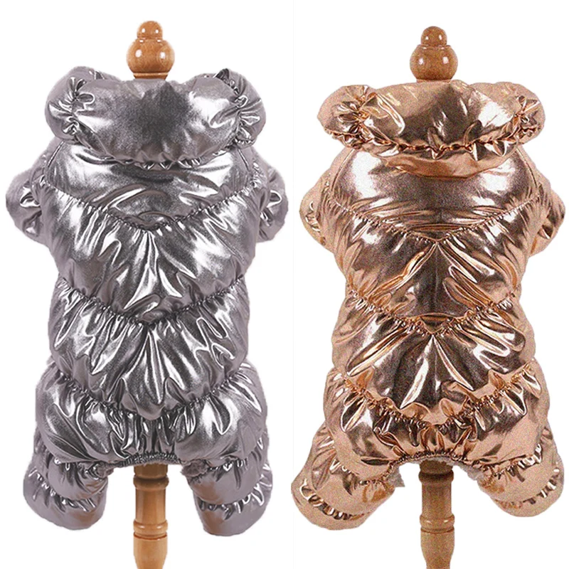 

Luxury Dog Clothes Windproof Warm Thick Cotton Winter Dog Coats Gold Silver Luxury Luxury Dog Clothes for Small Medium Dogs