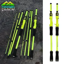 BAKAWA 4 Sections Portable Casting Fishing Rod 1.8/2.1M Spinning Power Travel Lure Carp Feeder Pole Pesca EVA Handle Fish Tackle