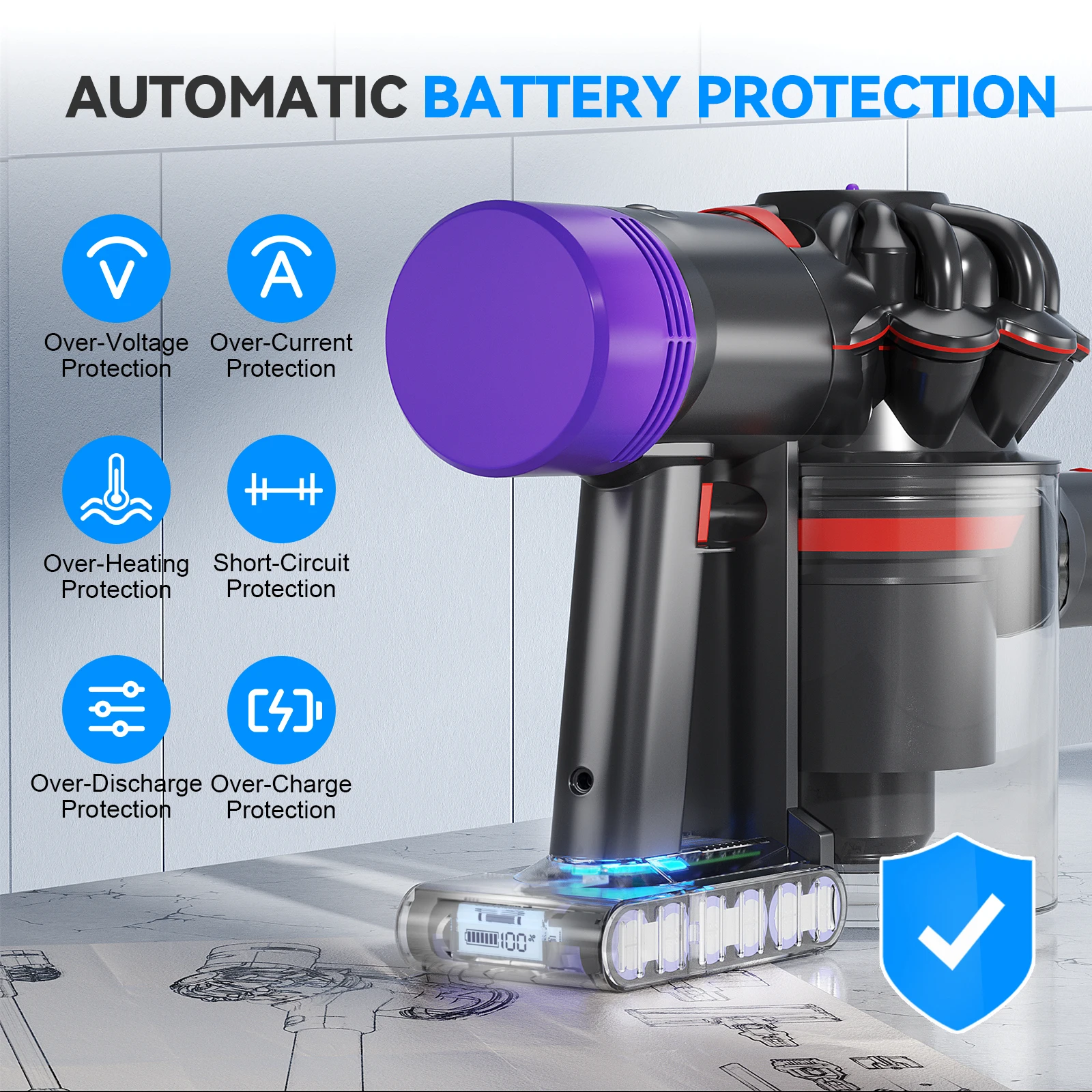 Powtree لدايسون V7 21.6 فولت 6500 مللي أمبير استبدال البطارية ل دايسون V7/SV11 موتورهيد برو أداة المكنسة الكهربائية البطارية
