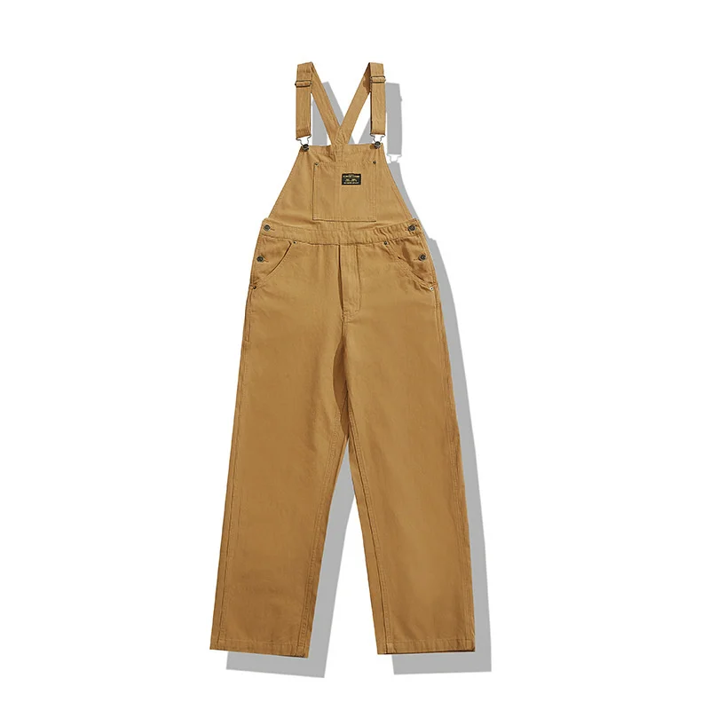 American Casual Couple Canvas Cargo Pants Japanese Style Solid Color Straight Overalls Men And Women Cotton Work Trousers