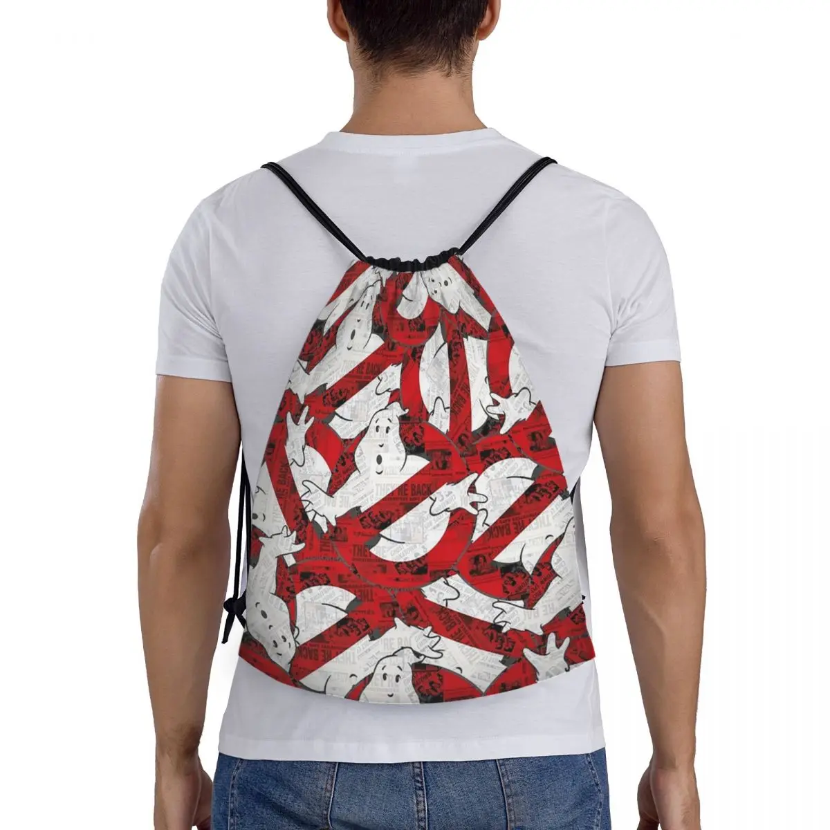 

The GhostBusters Logo Pattern Backpacks Fashion Portable Drawstring Bundle Pocket Storage Bag Book Bags For Man Woman School