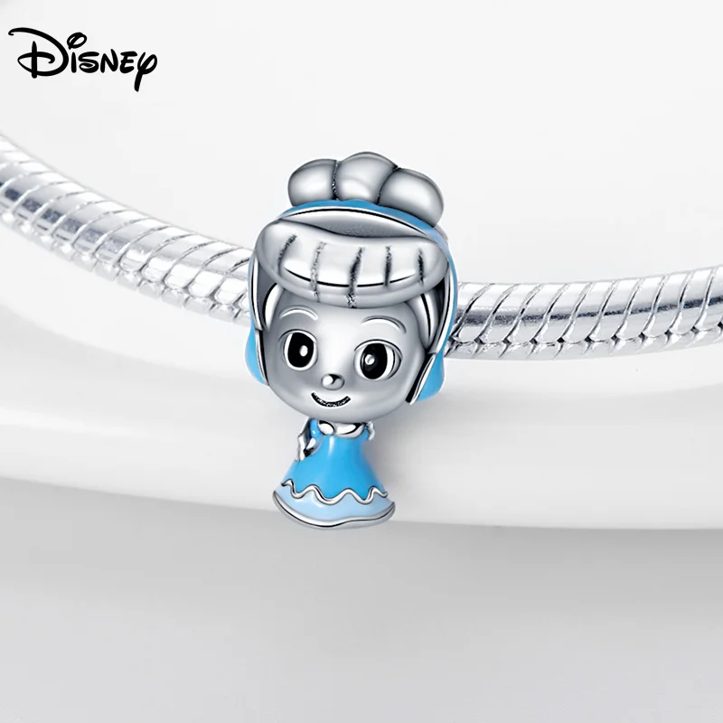 مجوهرات ديزني 925 من الفضة الإسترليني ميني ماوس برينسيس DIY مطرزة، هدية أنيقة لعيد الميلاد والذكرى السنوية للنساء #6