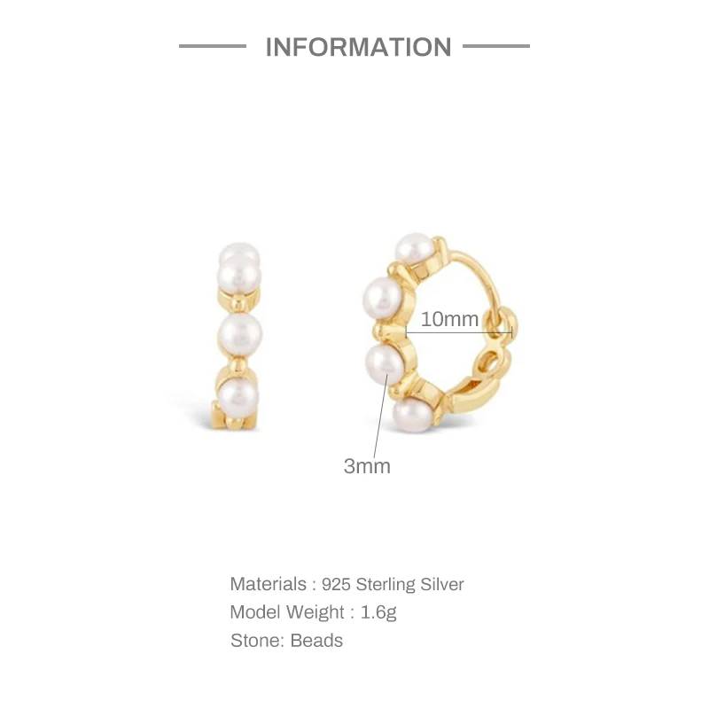 Elegant Pearl Circel Earring for Women Ladies 925 Sterling Silver  Minimalist Hoop Earrings Anniversary Party Gift