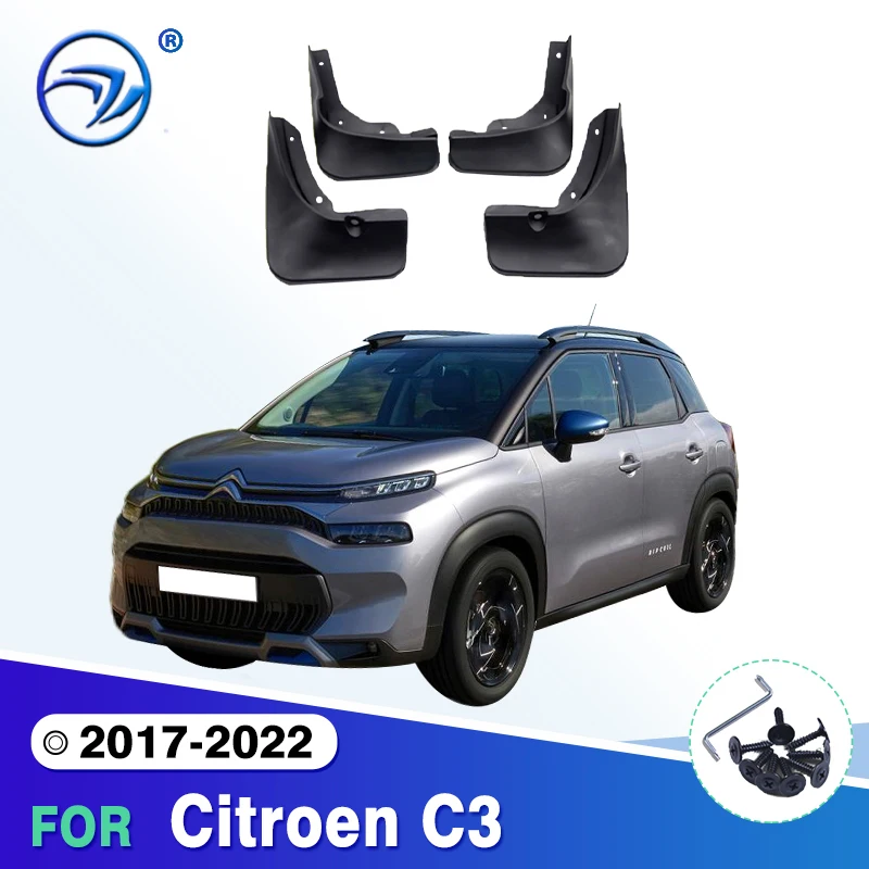 4PCS Car Mudguards for Citroen C3 Aircross 2017~2022 2018 2019 Mudflaps Fender Mud Flap Splash Guards Cover Wheel Accessories