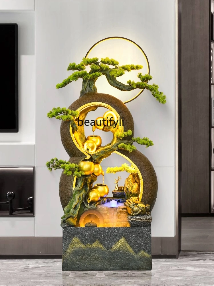 Gourd Fortune Flowing Water Ornaments Fengshui Wheel Chinese Living Room Floor Decoration Office Moving into the New House