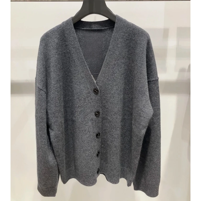 

Оригинальный женский шерстяной вязаный кардиган CS с v-образным вырезом, осень 2022, новая верхняя одежда, свитер свободного покроя, длинный цвет на пуговицах све