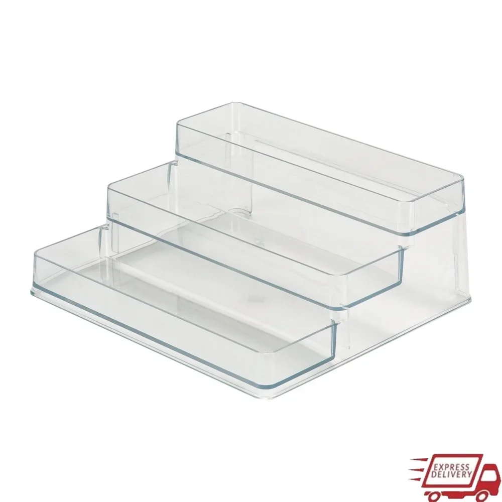 

3 Tier Clear Cabinet Organizer Kitchen Spice Storage Bathroom Shelf Perfume Nail Polish Neat Durable Design