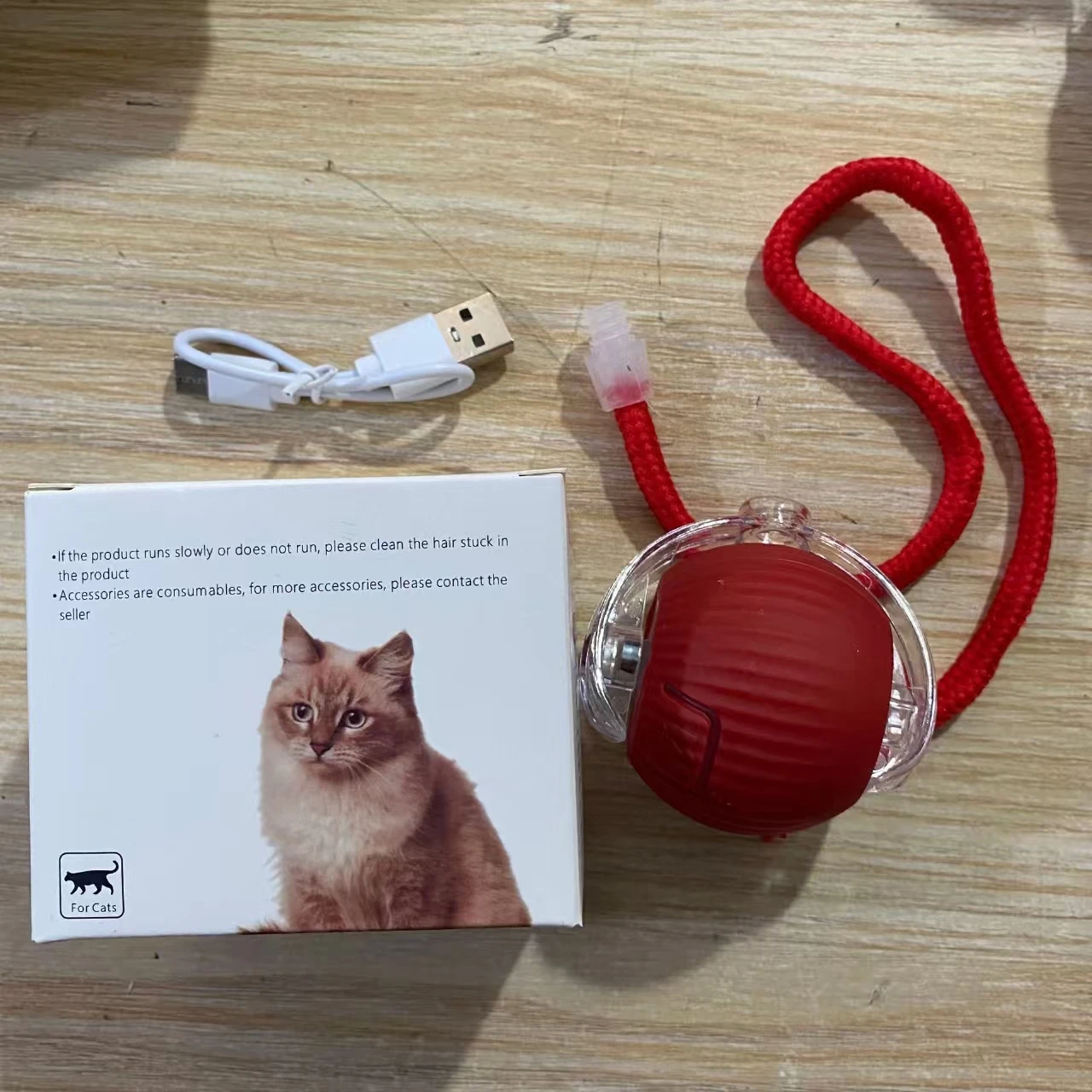 New bite-resistant automatic cat and dog toy ball self-healthy tool to relieve boredom charging smart rope pet supplies