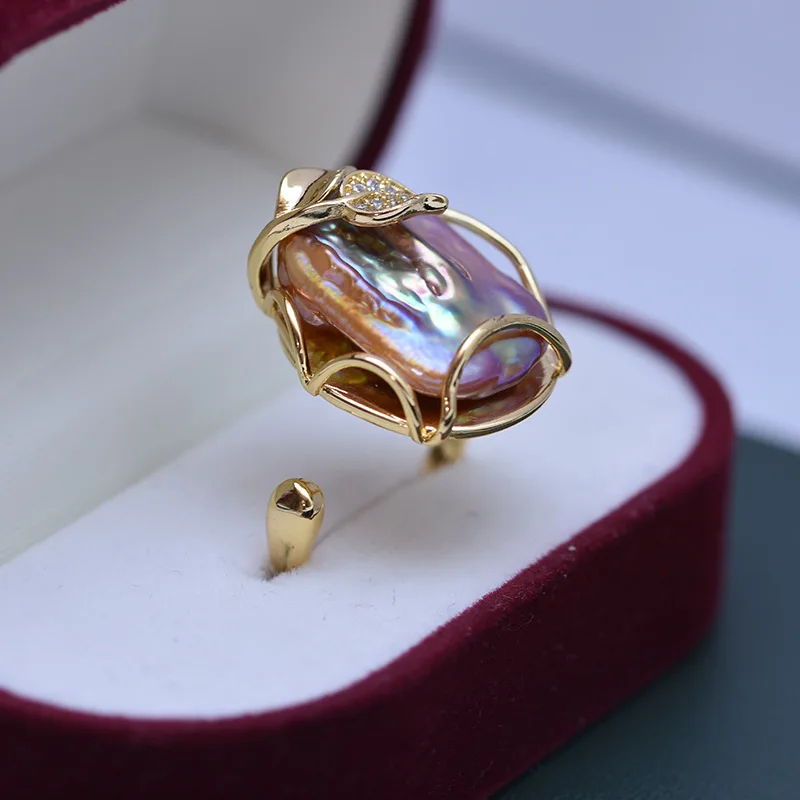 CANPEL 2022 Baroque Pearl Ring 100% Real Natural Freshwater Pearl 18K Gold Plating Women Jewelry Individual Ring