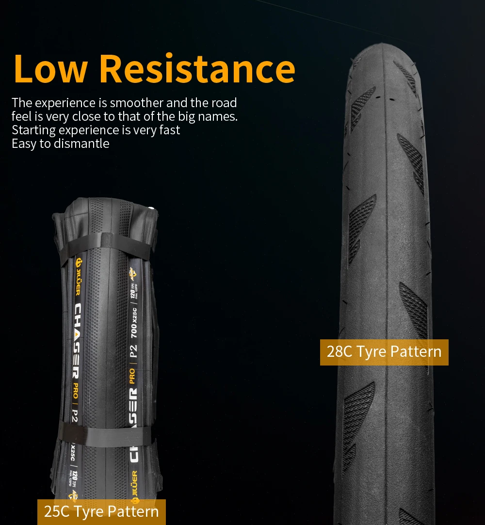 JILUER 700x28C faltbare Rennradreifen – ultraleichte Rennreifen, geringer Rollwiderstand, 120TPI für Geschwindigkeit und Leistung – Detail 2