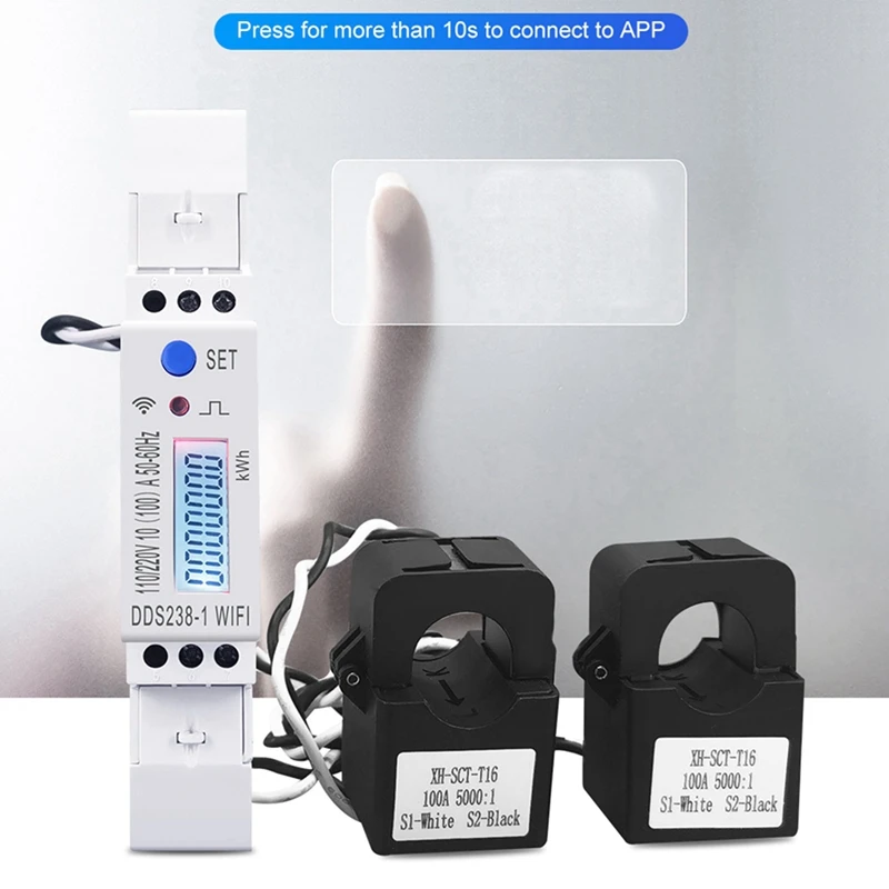 RISE-2X 2 Phase 3 Wires 110V+110V 100A Din Rail 18Mm Tuya WIFI Smart Energy Meter Power Consumption Monitor Kwh Meter