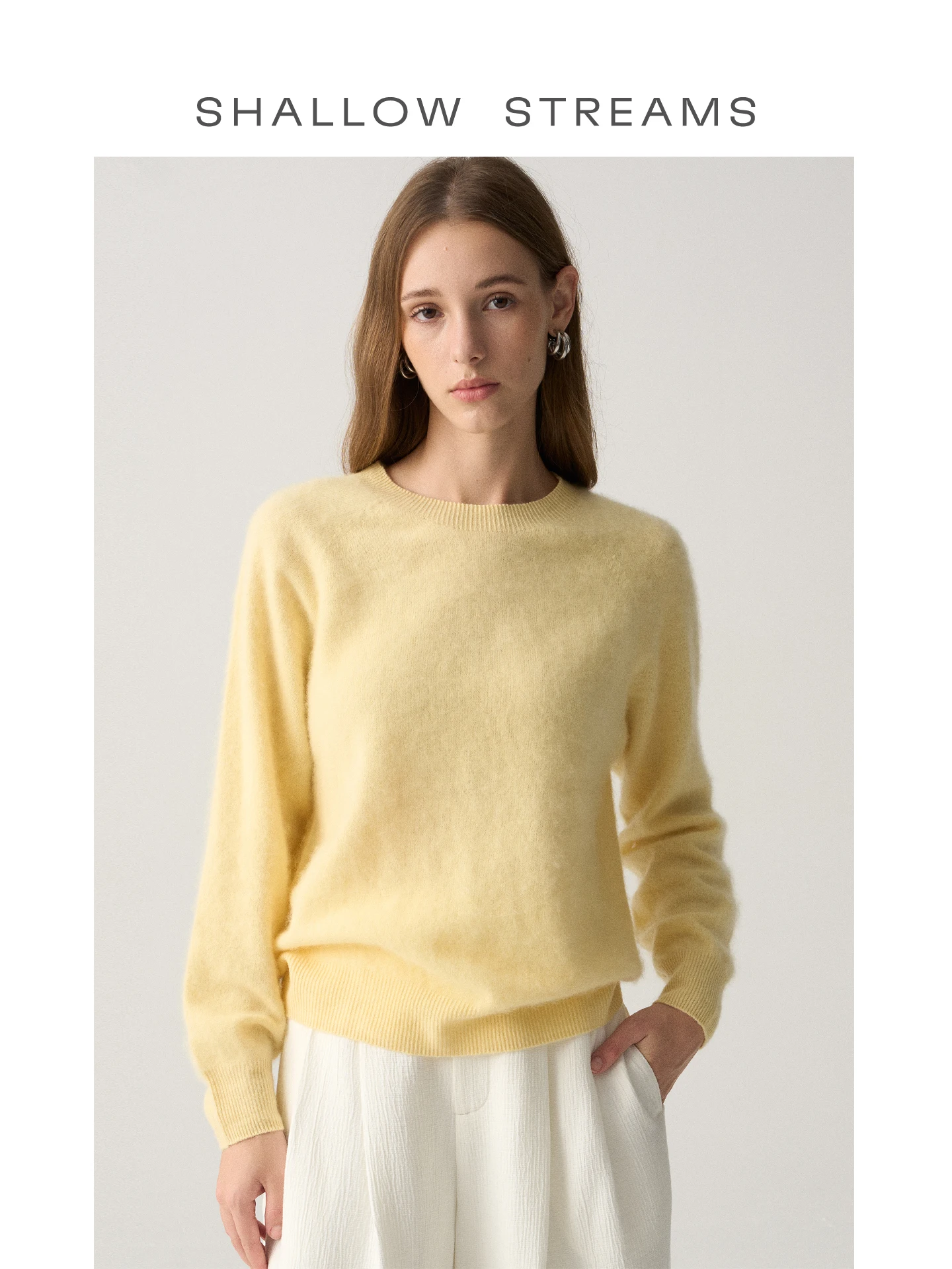 

Sea Sl One-Piece Fce-Lined Camere Sweater Soft Yellow round Ne Lazy Sweater Warm Base Layer Women's Knitwear