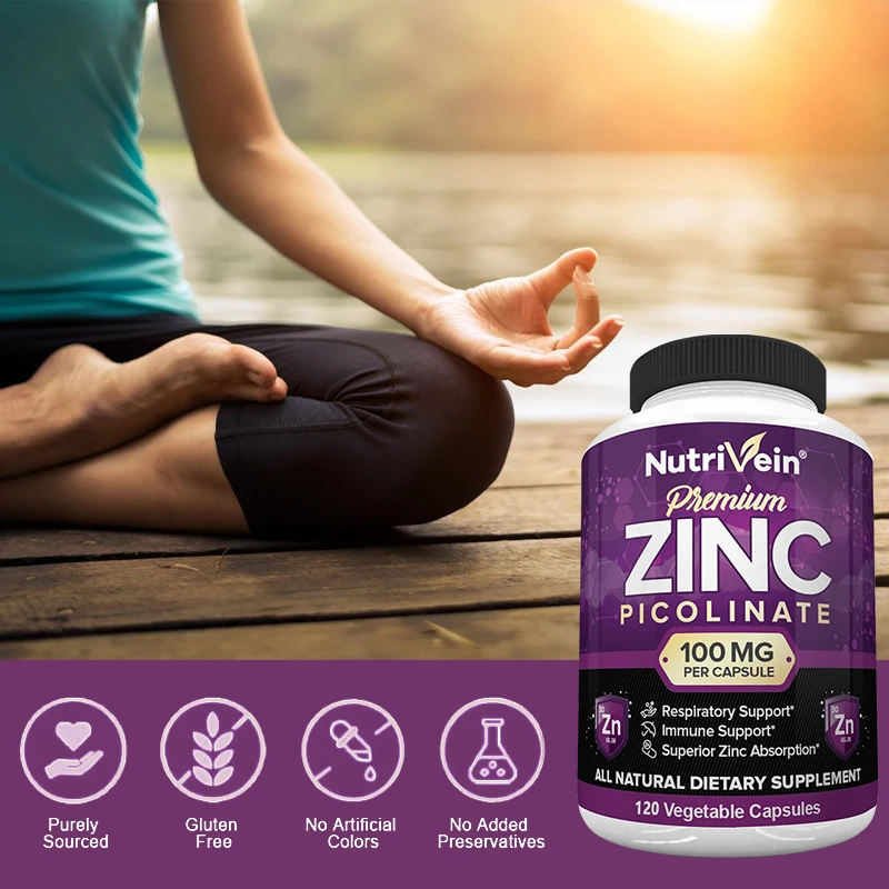 Zinc Picolinate - All Natural Dietary Supplement Superior Zinc Absorption Supports Respiratory Immune Health, Cell Regeneration