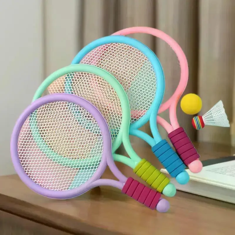 مضارب التنس وكرة الريشة للأطفال، مجموعة ألعاب رياضية تفاعلية خفيفة الوزن للأطفال #4