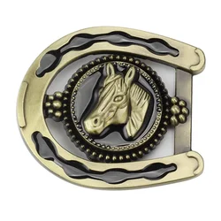 Handmade Bronze Horse Belt Buckle, DIY Horseshoe Riding, Bronze Equestrian, Smooth Components, 3D Metal Decorative Waistband