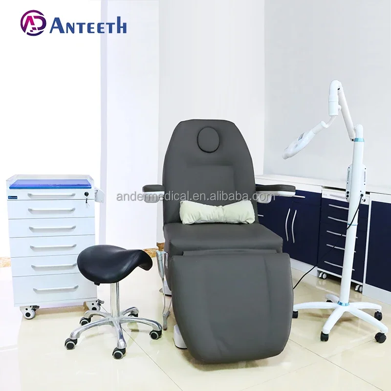 Anteeth 3/4  Motors Spa Facial Tattoo Massage Bed Multifunctional Beauty Salon Chairs Grey Electrical Beauty Bed