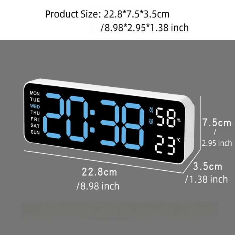 1 قطعة ساعة رقمية ساعة ليد ساعة تنبيه مع أسبوع الوقت درجة الحرارة الرطوبة عرض كابل يو اس بي تيار مستمر 5 فولت 12/24 ساعة التبديل للديكور المنزل