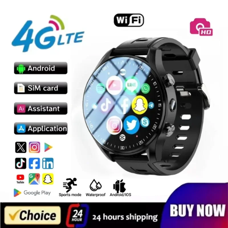 

SIMDual камера SmartWatch A7 128G4Gsmartwatch Видеозвонок Трекер слежения с Wi-Fi GPS водонепроницаемый Google Play Store для мужчин