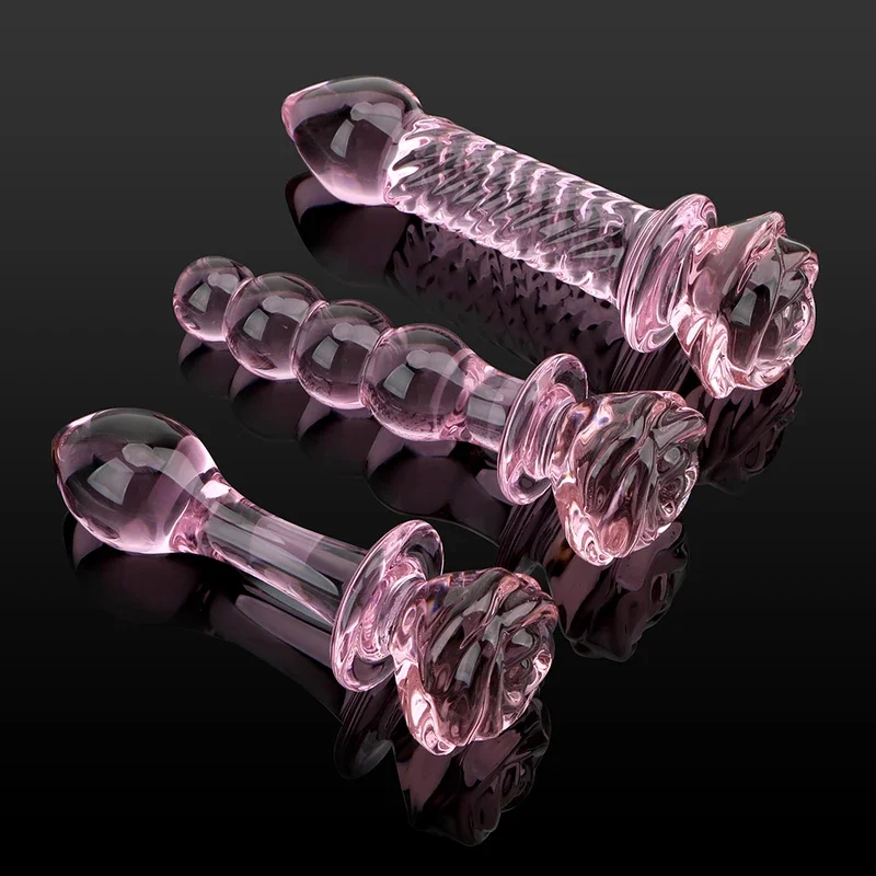 Sexy rose glass butt plug anal toys beads dildos for women vaginal dilator female masturbator erotic products sex goods men 18