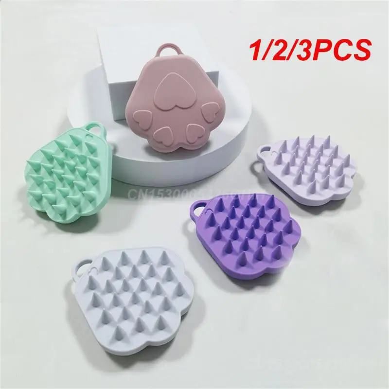 1/2/3PCS Massage Comb Round Hanging Hole Light Purple Silicone Shampoo Brush Cat Claw Shampoo Brush Shampoo Brush Easy To Carry