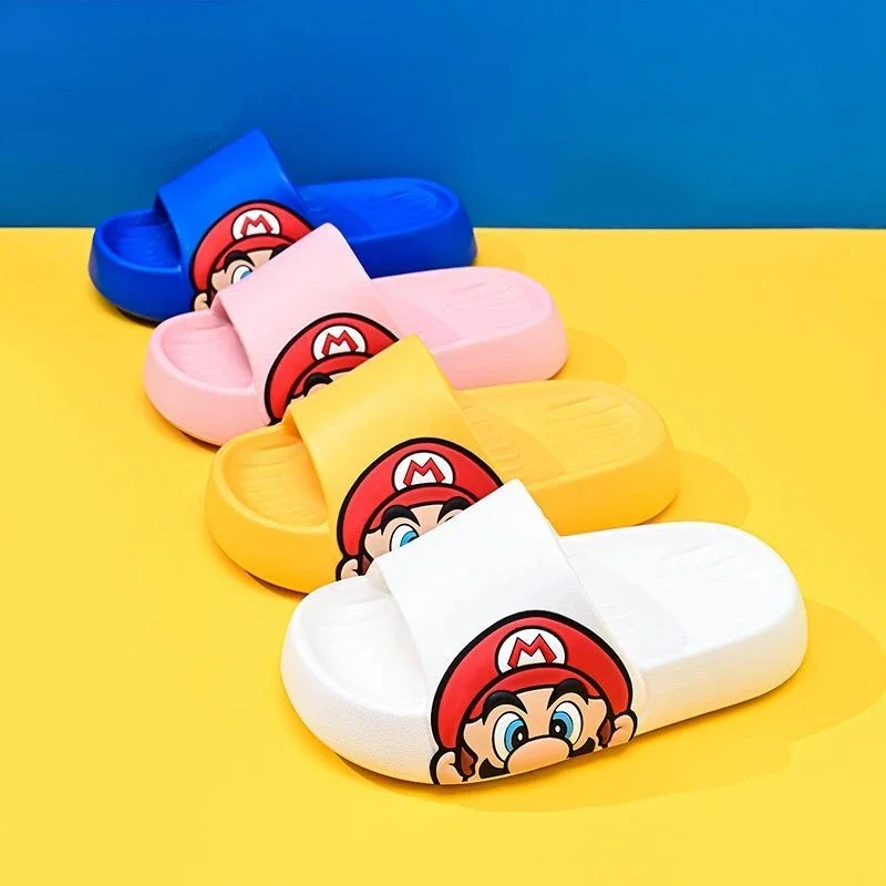 Super Mario Bros Simple Cute Cartoon Print Home Indoor Non-Slip Lightweight Soft Sole Wear-Resistant Slippers for Men and Women