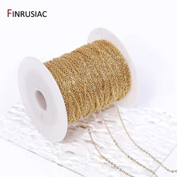 1.6mm 14K Gold Plated Brass Oval Thin Chains For Jewelry Making, DIY Jewelry Accessories Necklace Findings Wholesale