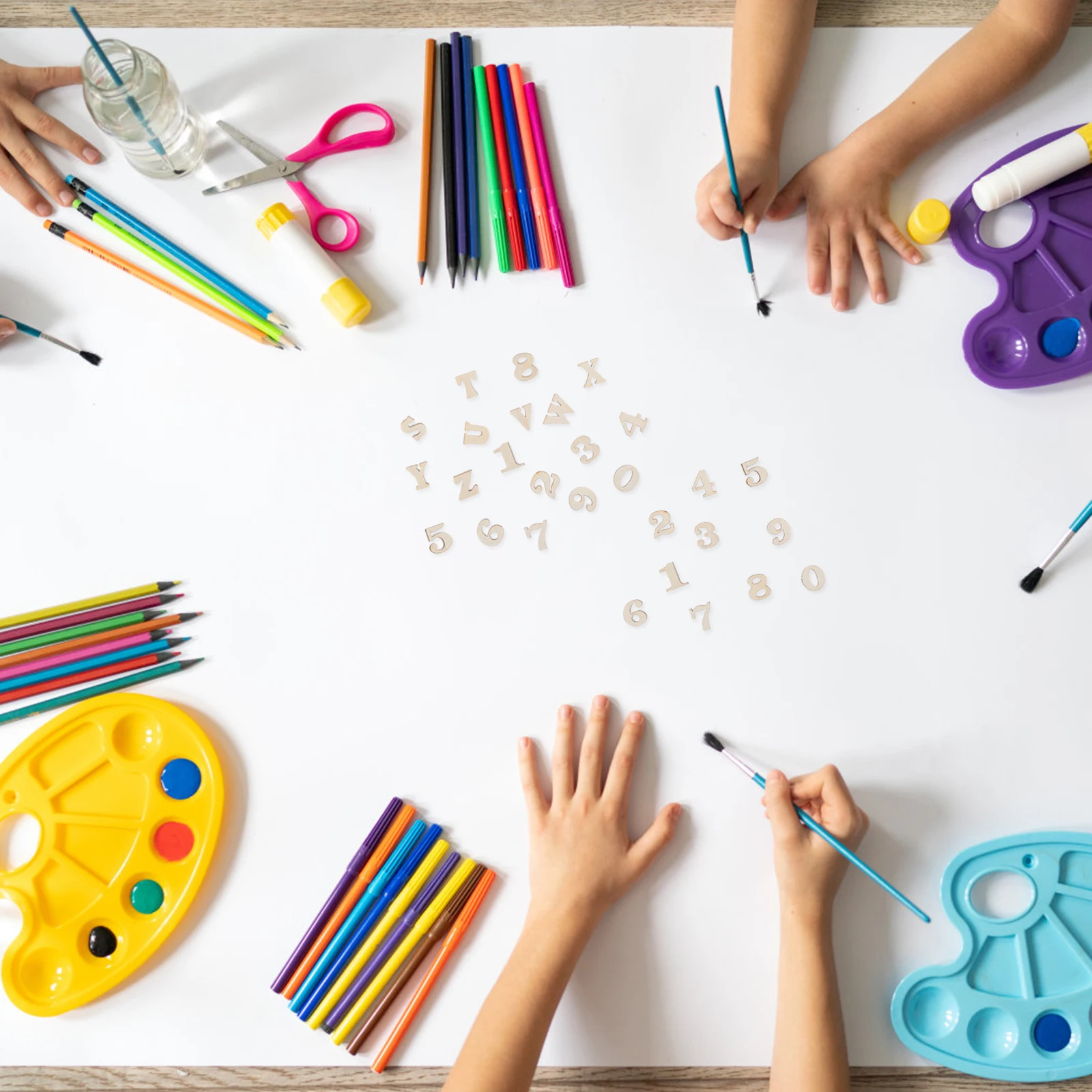 

200pcs Wooden Letters Numbers Blank Unfinished Wood Alphabet Crafts Diy Art Projects Early Learning Home Decor Wall Durable Safe