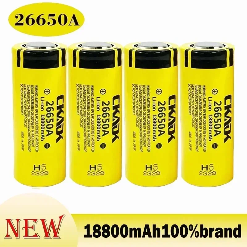 2024 Original new 26650A battery 18800Mah 3.7V 50A lithium-ion rechargeable battery suitable for 26650 LED flashlight and camera