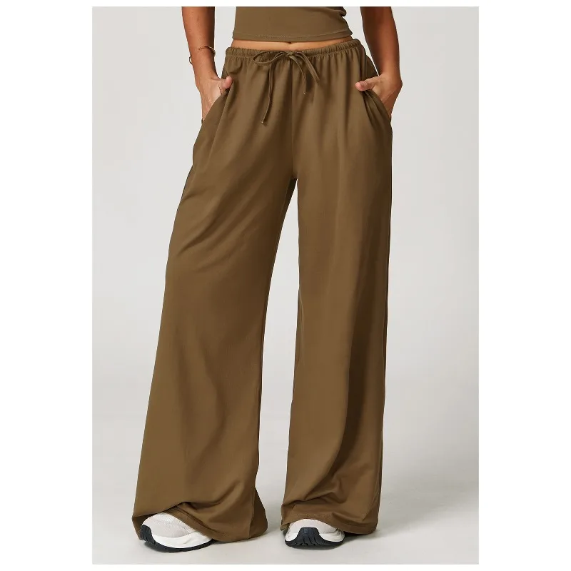 

Woolen Pants with Hanging Wide Legs, Loose Casual Pants for Women, Sports and Fitness, Elastic Drawstring Pants