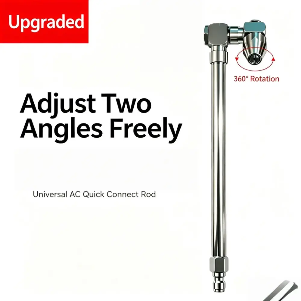 Dual 360° Swivel Air Conditioner Cleaning Wand 25° Fan Nozzle Wide-Angle Spray Coil Cleaning Tool Stainless Steel