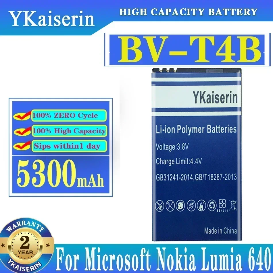 

YKaisewrin Аккумулятор для мобильного телефона Microsoft Nokia Lumia 640 XL RM-1096 RM-1062 RM-1063 RM-1064 RM-1 BV T4B BV-T4B 5300 мАч