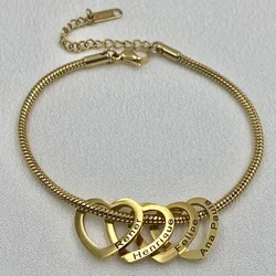 Love Pendant Name Bracelet Customized Fashion Stainless Steel Women's Snake Chain Jewelry Gift