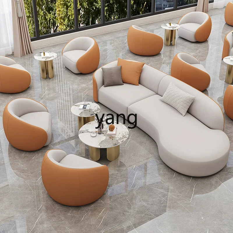 YJQ Hotel Lobby Sales Office Curved Sofa Club Lounge Reception Arc Sofa