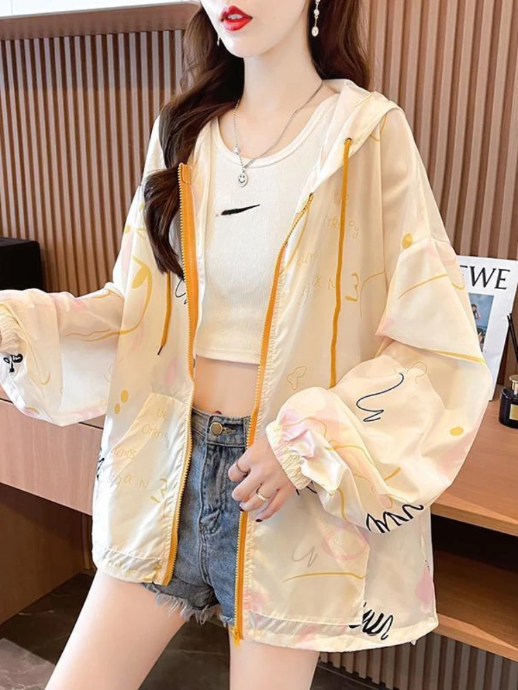Summer Windbreaker Jacket Women Loose Lady Thin Breathable Coat Sun Protection Clothes Outdoor Sportwear Top Lightweight