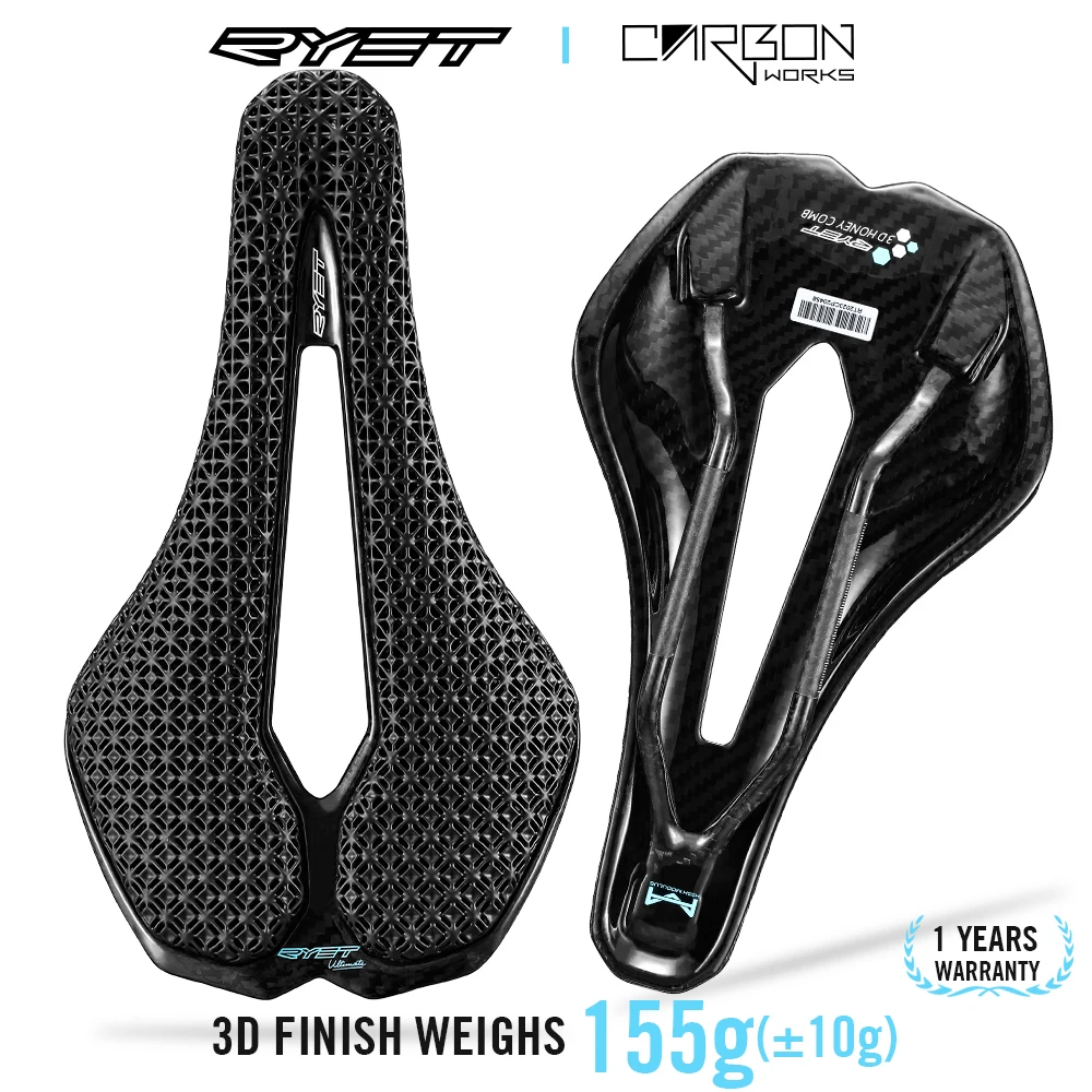 AliExpress RYET Carbon 3D Printed Bike Saddle Super Light Road MTB Seat Parts Racing 7x9mm Seating Cushion Cycling Bicycle Accessories