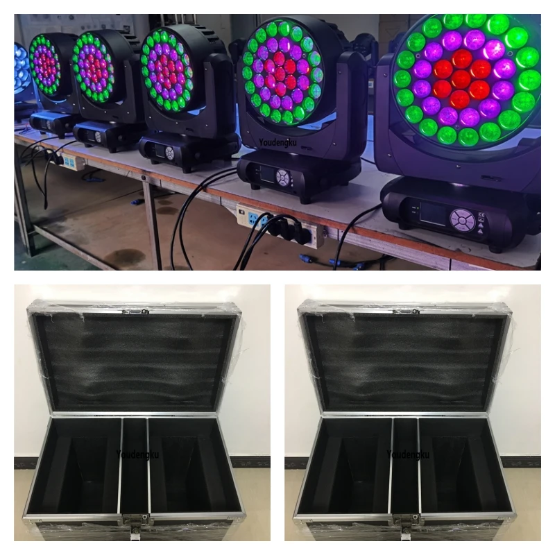 

6 штук с кейсом для транспортировки: светодиодные вращающиеся головы 37x15W Zoom Beam Wash 4-в-1 RGBW для сцены, дискотек, DJ, музыкальных вечеринок и клубов