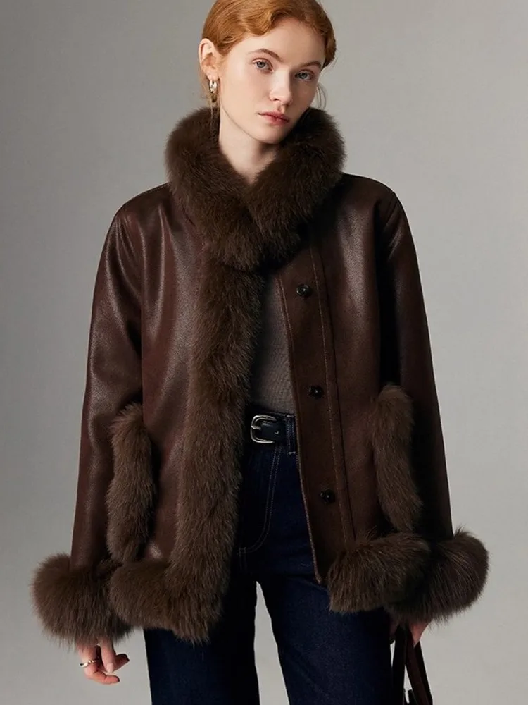 Piumino da donna con collo in pelliccia di volpe impiombato Piumino invernale caldo in oca Cappotto da festa di alta qualità Cappotti dritti da donna da ufficio