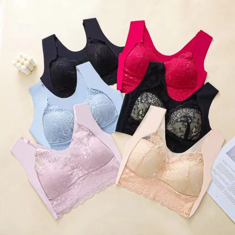 Soft Wide Strap Lace Padded Bra Thin Ruffled Women's Push Up Bra Vest Top Underwear Bucklless Sport Bra Women