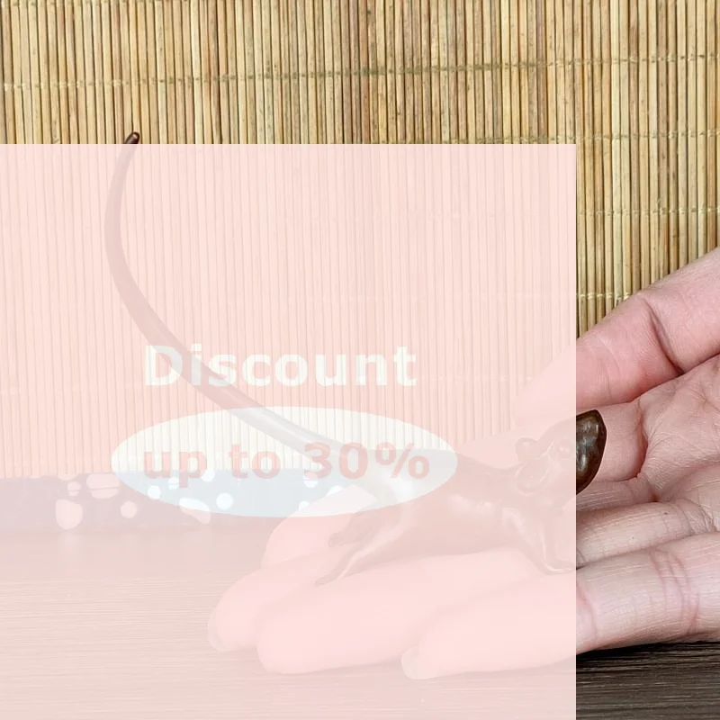 [1Pcs Long Tail Mouse Miniature Figurine Chinese Style Tea Pet Vintage Pure Copper Rat Ornament Home Decoration Accessories]