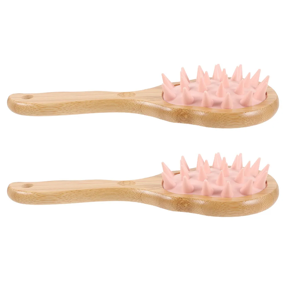 

2Pcs Hair Wash Massage Brush Long Handle Soft Bristles Scalp Cleaning Paddle Brush for Women Detangler Comb Curly Hair Relaxing