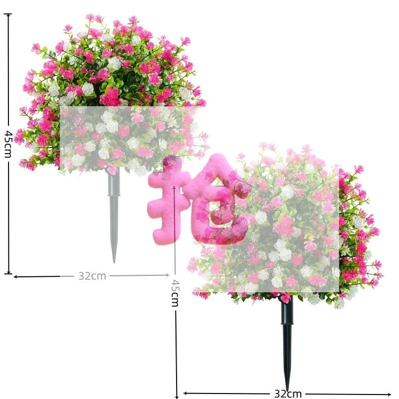 1Pcs Micro Landscaping Fake Flower Ball Plastic Yard Art Decor Eucalyptus Flower Artificial Fake Camellia Flower Ground Stake